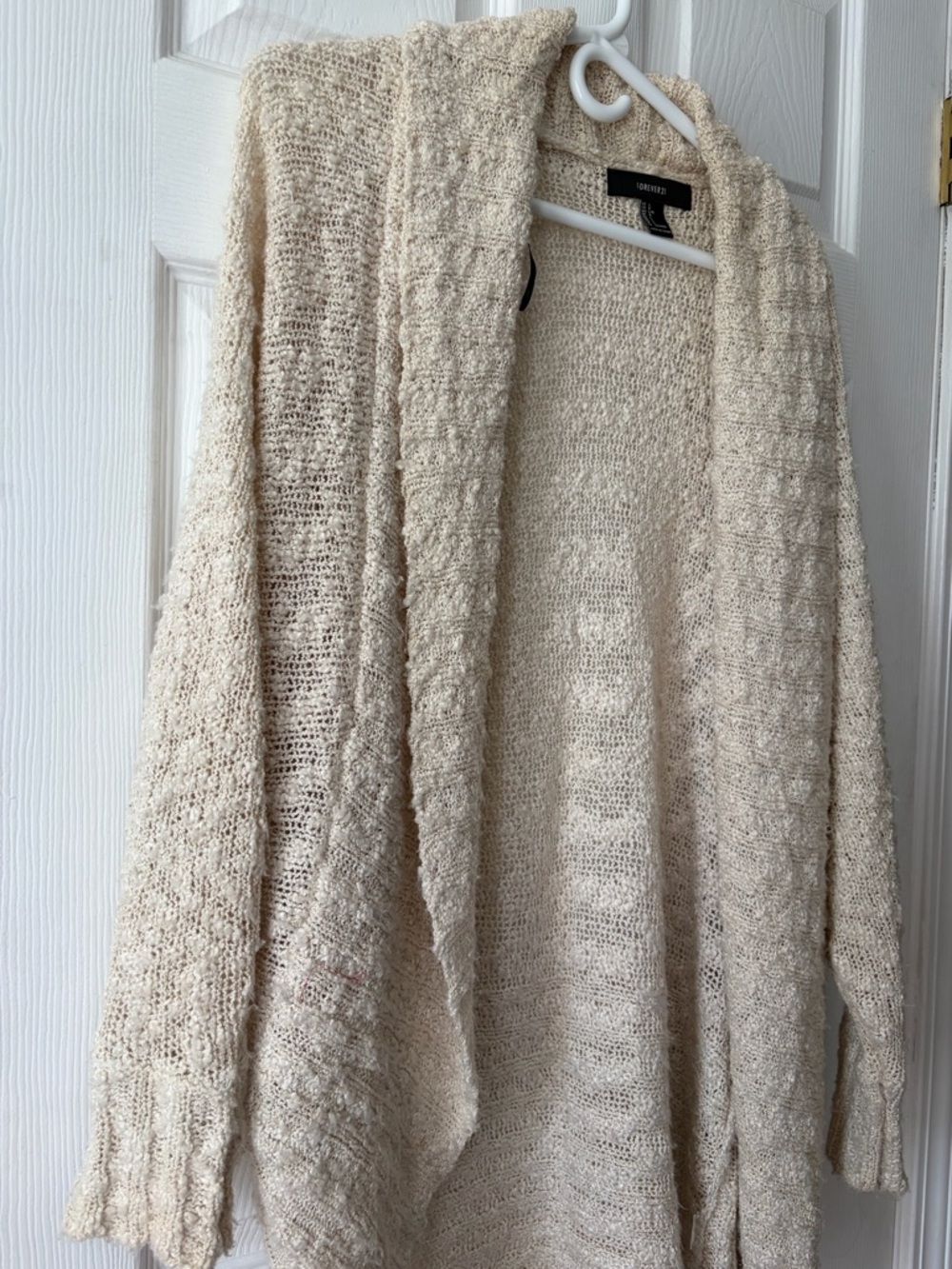 Forever 21 Cream Open-Front Knit Cardigan